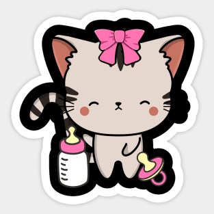 Cute Tabby Cat is a baby - girl Sticker